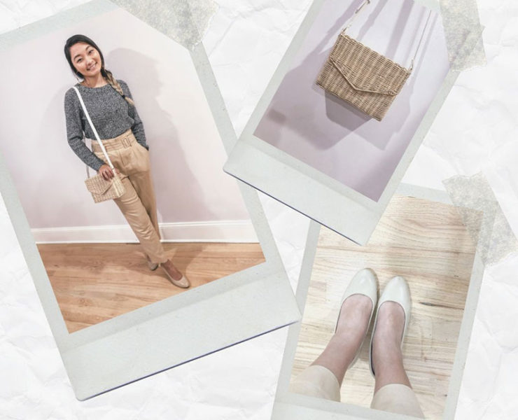 My Monday #OOTD: High Waisted Pants, Kitten Heels & Straw Envelope Bag