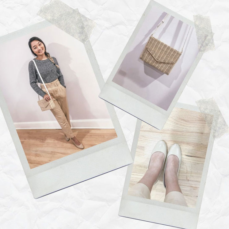 My Monday #OOTD: High Waisted Pants, Kitten Heels & Straw Envelope Bag