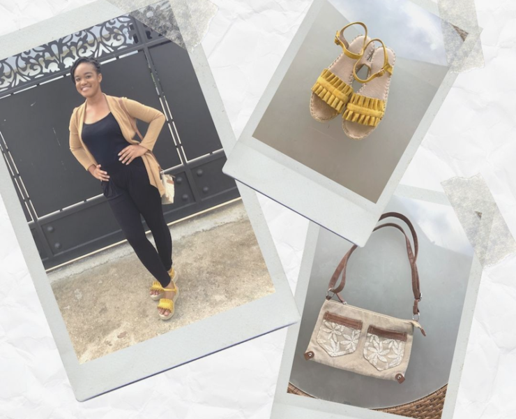 My #OOTD: Cardigan, Tank Top, Black Leggings, Yellow Sandals & Cloth Purse
