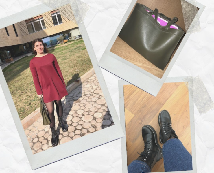 My Tuesday #OOTD: Red Dress, Black Boots & Green Bag
