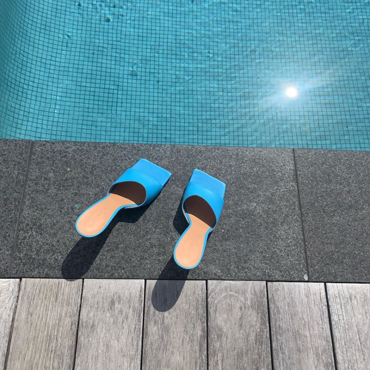 Look for Less: Elsa Hosk’s Sky Blue Bottega Veneta Sandals