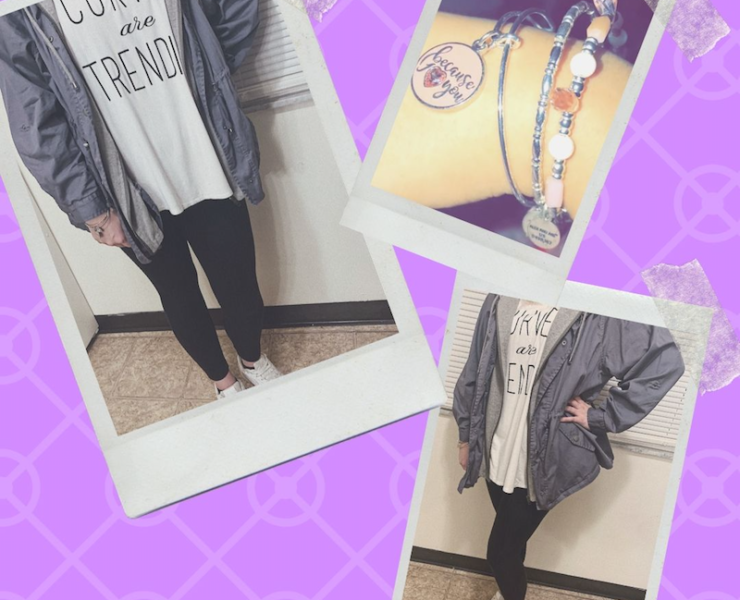 My #OOTD for Work: Grey Anorak, Black Leggings, White Sneakers & Bracelet