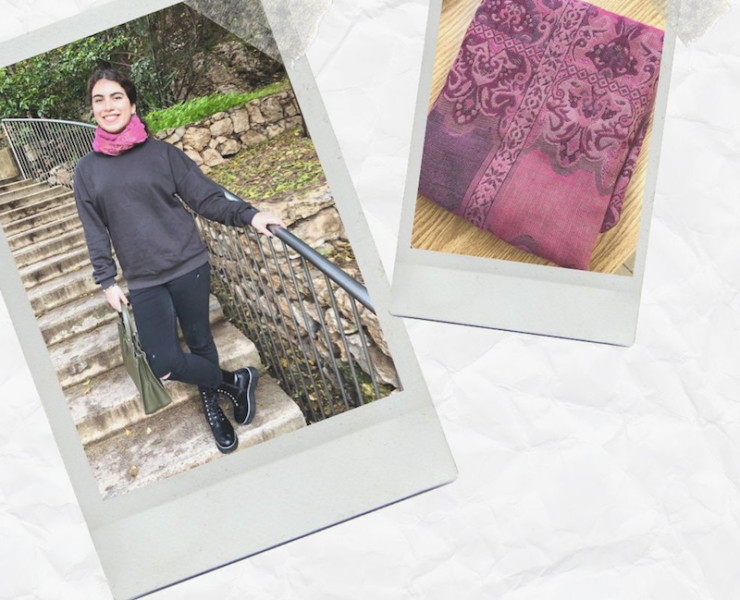 My Thursday #OOTD: Pink Scarf, Black Jeans & Green Bag