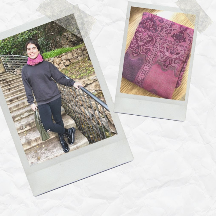 My Thursday #OOTD: Pink Scarf, Black Jeans & Green Bag