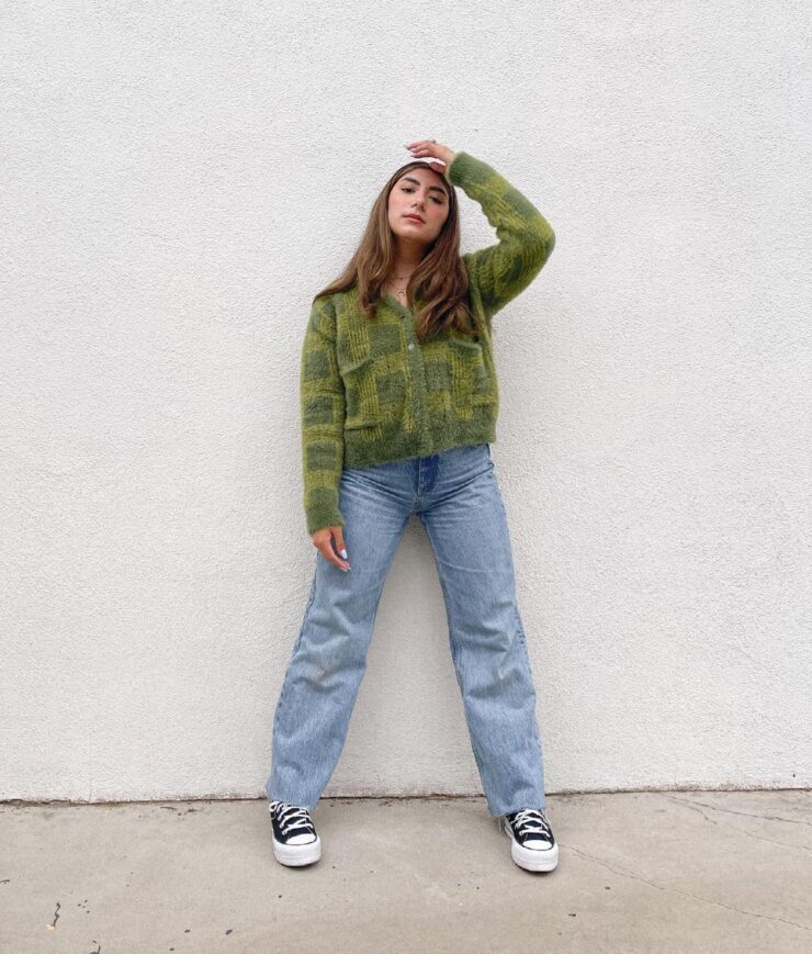 Green Fuzzy Cardigan #OOTD