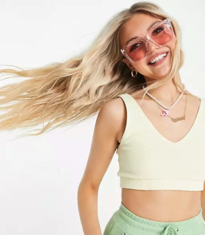 Asos Stradivarius Yellow Terry Top