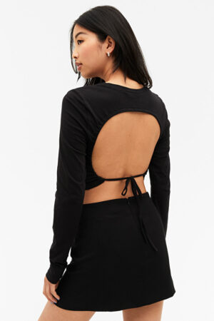 Monki Black Long Sleeve Top