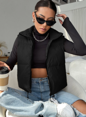 Shein Drawstring Hem Vest Puffer Coat