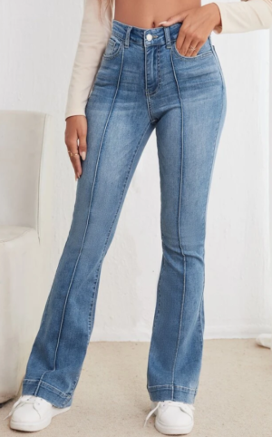 Shein Stitch Detail Flared Jeans