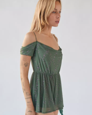 Urban Outfitters green floral romper