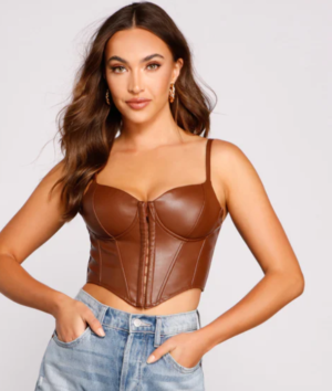 Windsor Bold Moment Faux Leather Corset Top