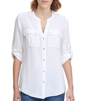 Macys black long-sleeve blouse