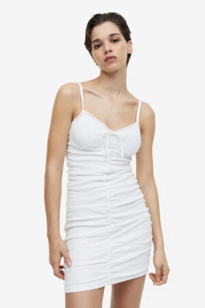 H&M White Draped Dress